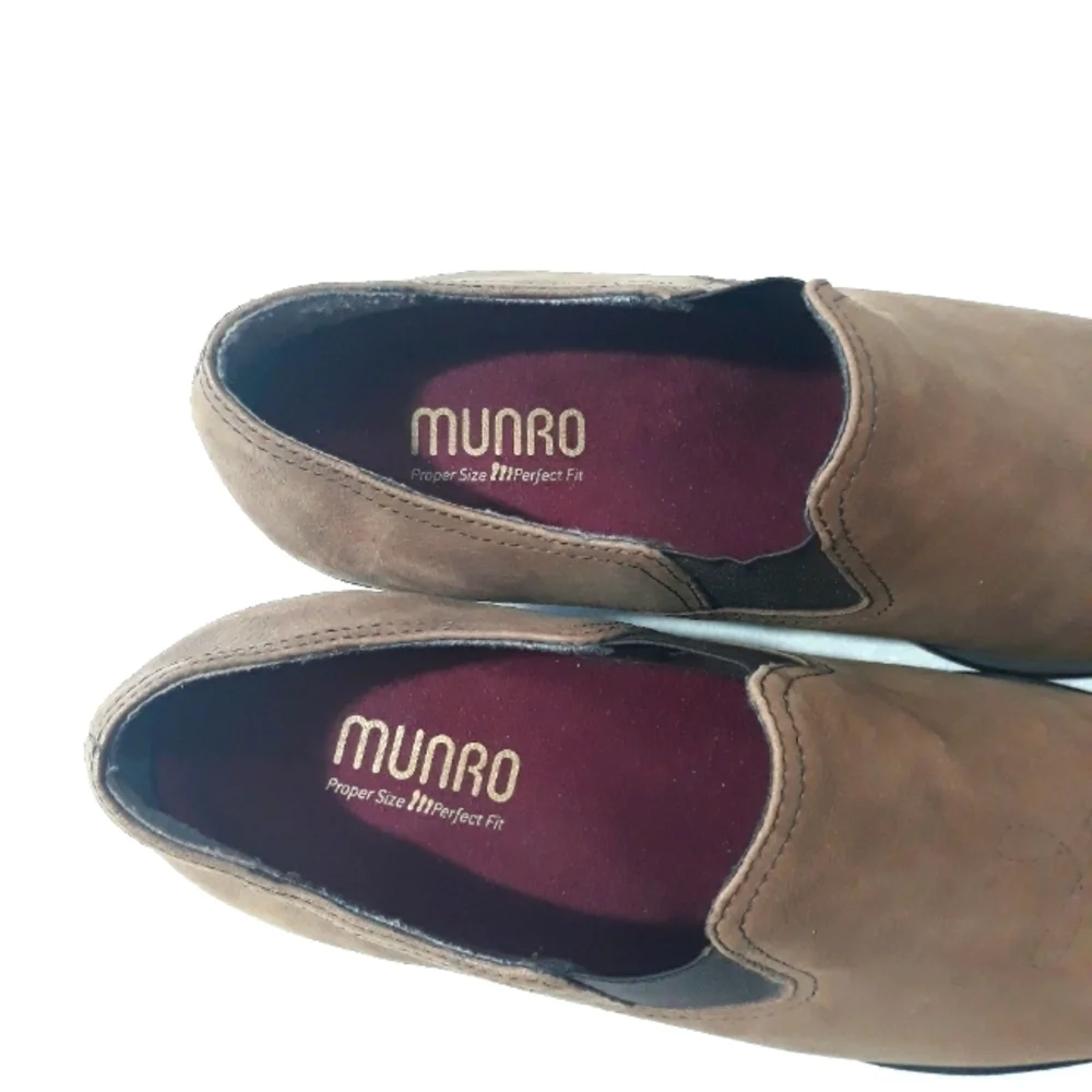 Munro American Tan Boots Leather Loafer Heels Bootie Size 11 M